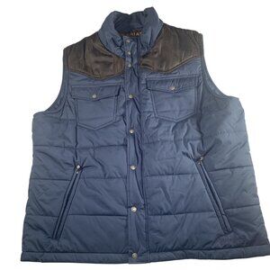 Ariat Mens Blue Black Classic Pockets Full-Zip Quilted Puffer Vest Size XL